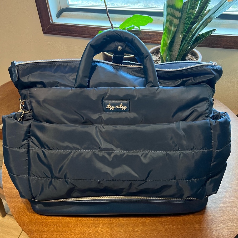 Itzy Ritzy Blue Quilted Baby Diaper Bag Tote